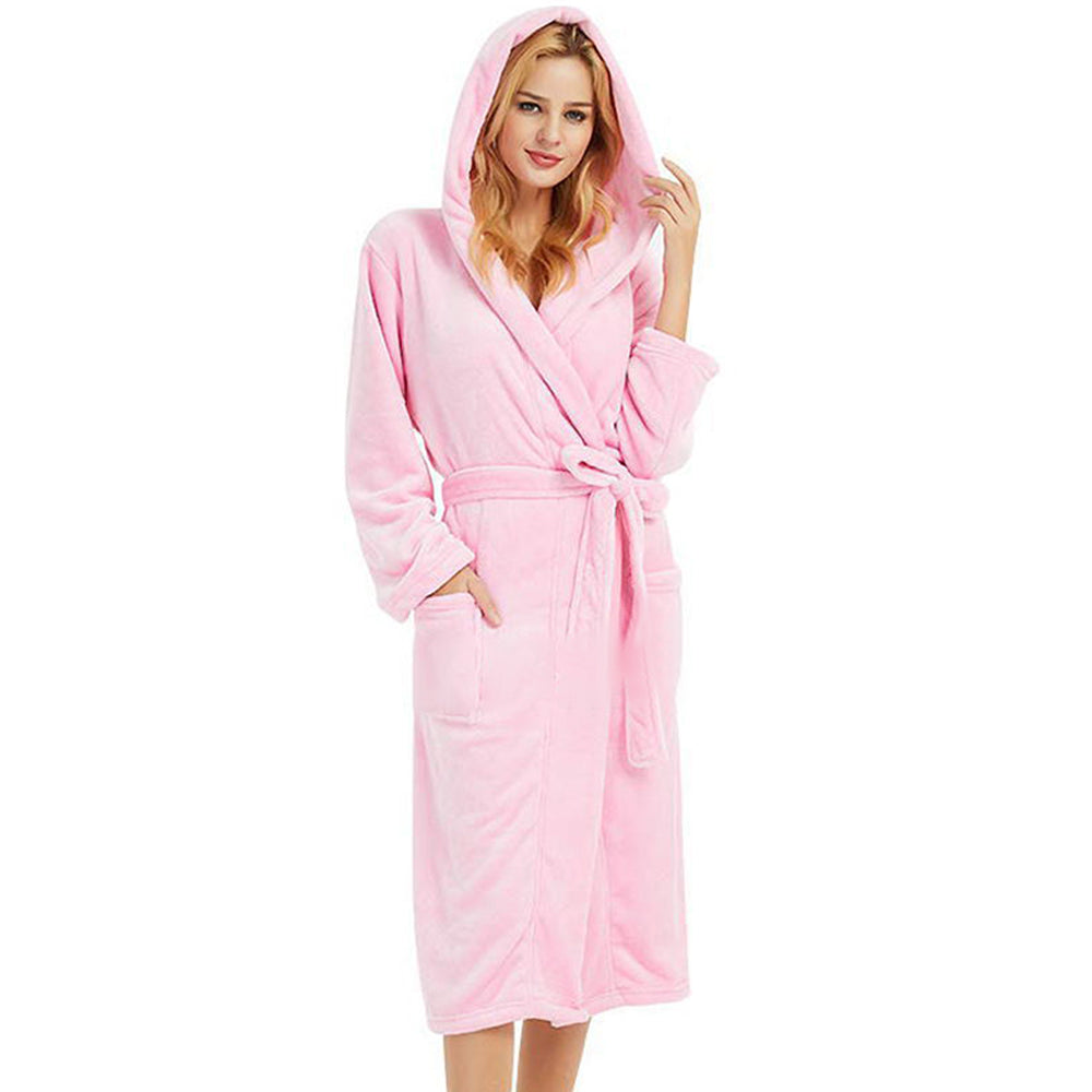 Plush Tie Front Extended Bathrobe with Pockets  (up to 3XL)