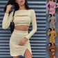 Two Piece Skirt Set w/Chest Cutout Top