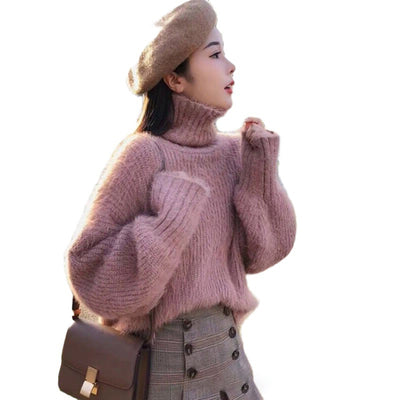 Loose Fitting Lotus Root Mohair Sweater