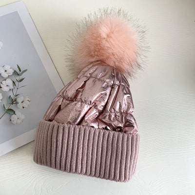 Shine Down Filled Knit Hat w/pom