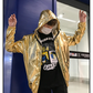Gold or Silver Hooded Reflective Laser Show Shiny Jacket