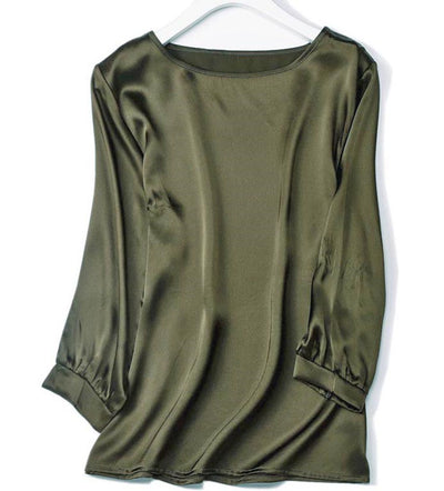 Lantern Sleeve Silkworm Pearl Satin Shirt