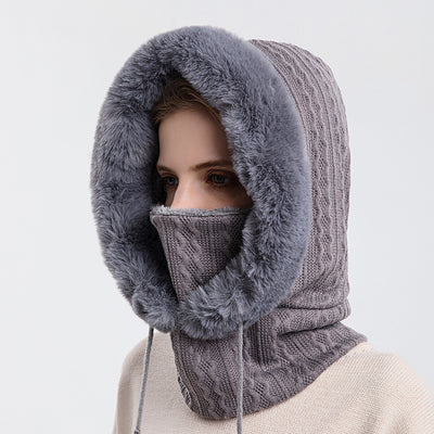 Turtle Neck Drawstring Hat w/Built in Mask