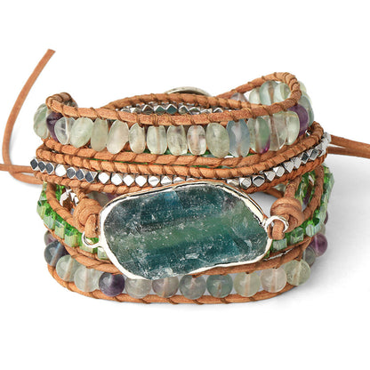 Turquoise Boho Leather Beaded Bracelet