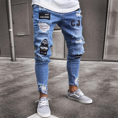 Distressed Denim Slim Fit Jeans