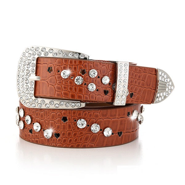 Faux Leather Bling Belt