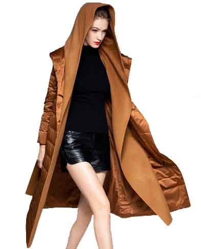 Knee High Lace Up Patchwork Hooded Down Jacket