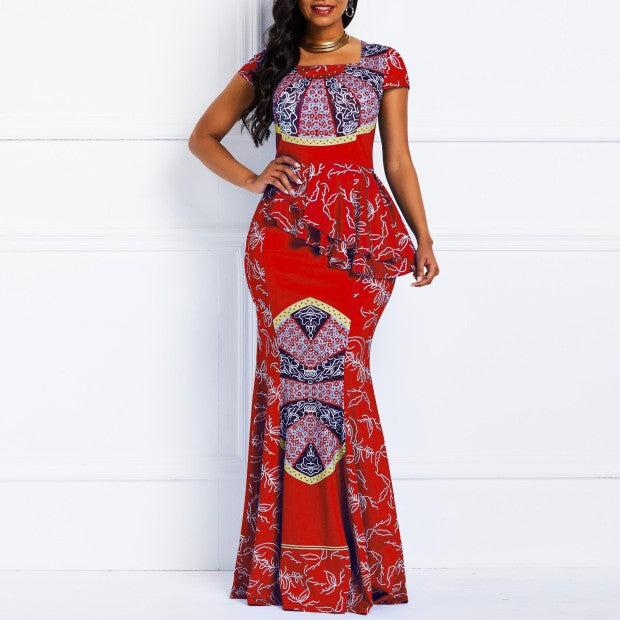 African Print Short Sleeve Dress