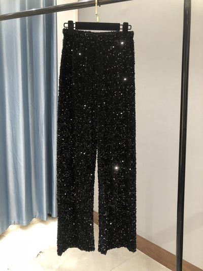 Shiny Loose Fitting Straight Leg Pants