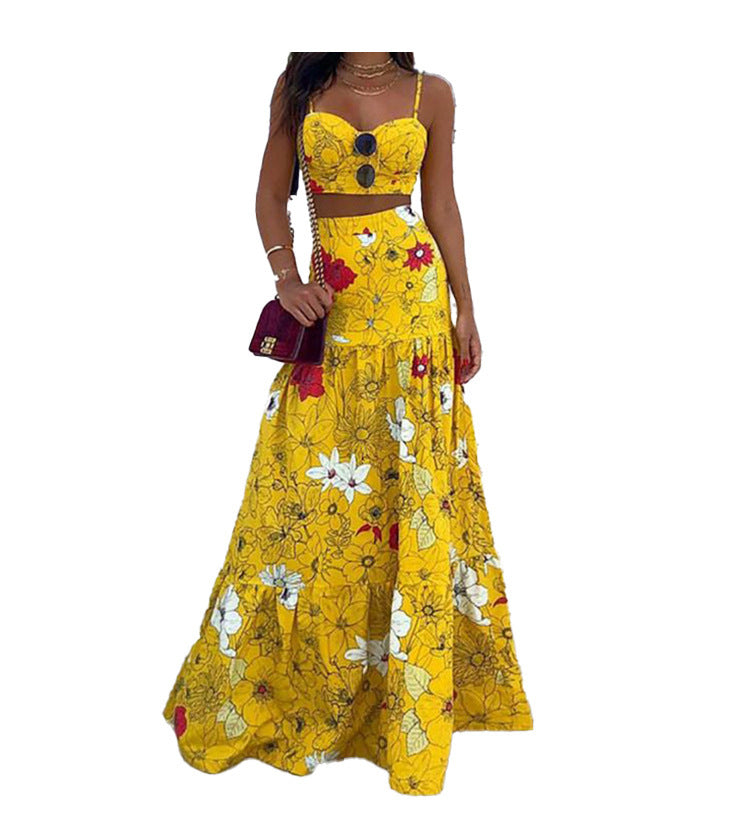 Floral Print A-Line Two Piece Dress Set (up to 3XL)