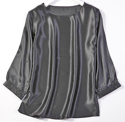 Lantern Sleeve Silkworm Pearl Satin Shirt
