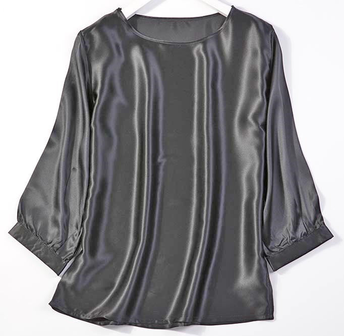 Lantern Sleeve Silkworm Pearl Satin Shirt