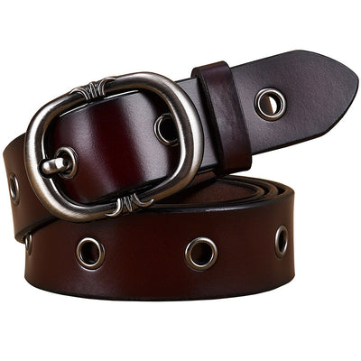Solid Color Leather Belt