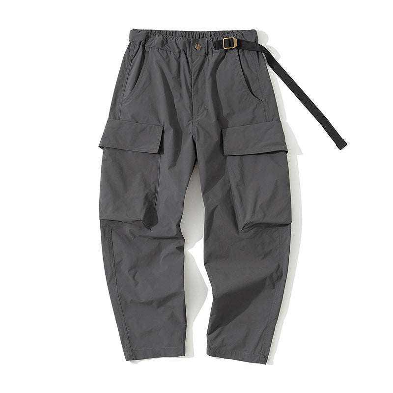 Loose Fitting Wrinkle-resistant Pants w./Built in Belt
