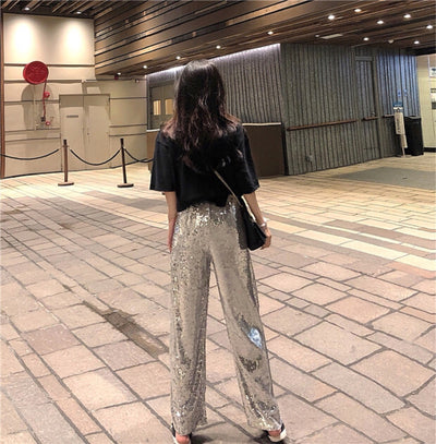 Loose Fitting Shimmering Silver Pants