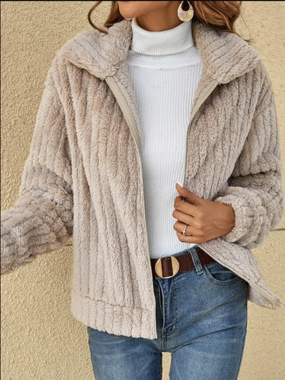 Fleece Zipper Up Lapel Jacket (up to 3XL)