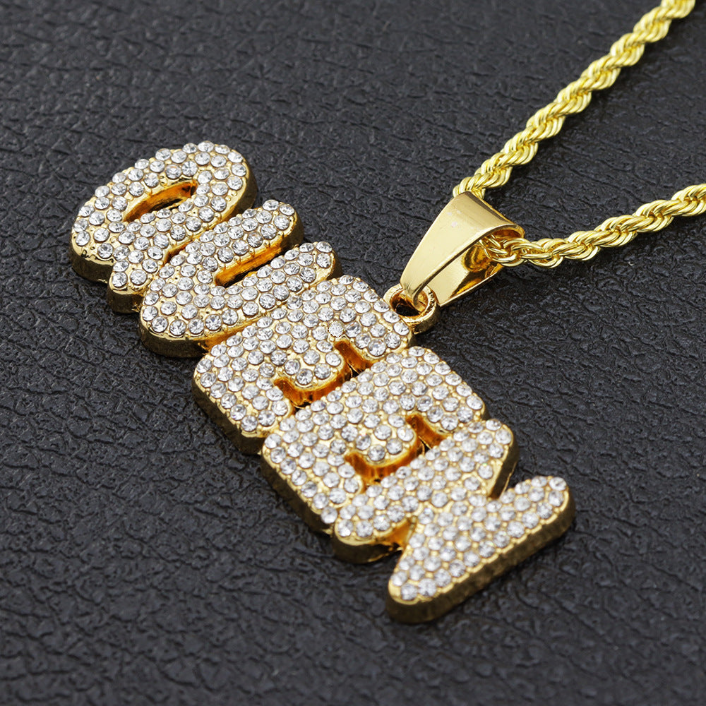 Queen or King Diamond Letter Pendant & Necklace