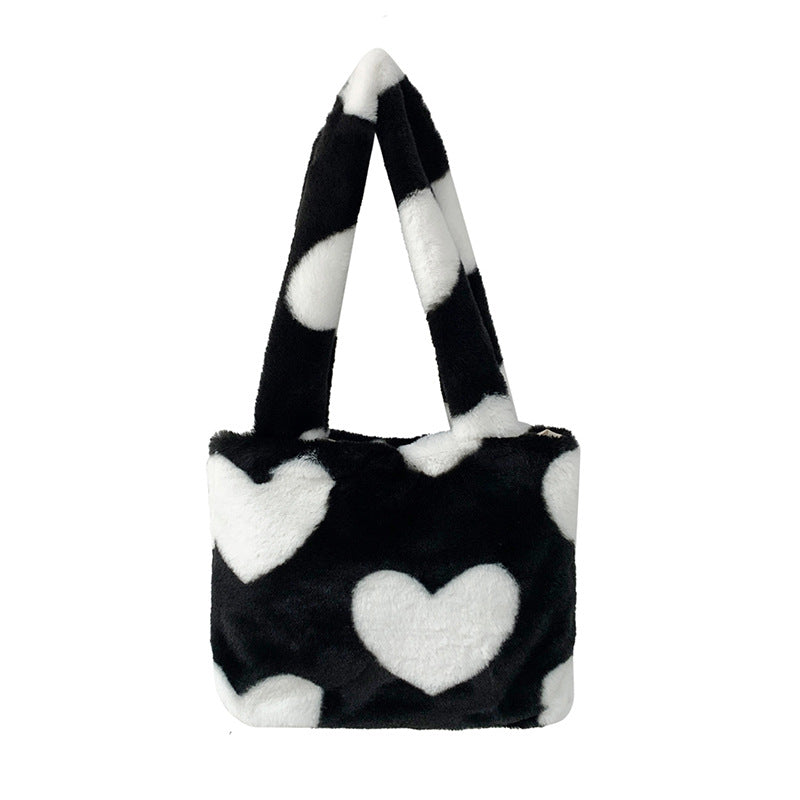 Fluffy Plush Love Heart Underarm Bag