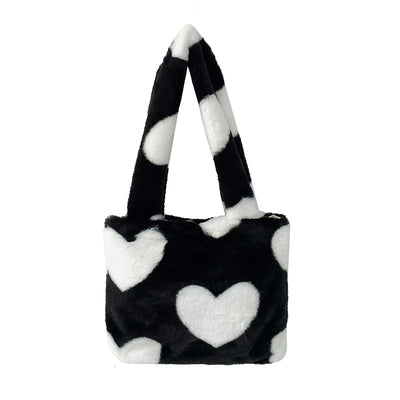 Fluffy Plush Love Heart Underarm Bag